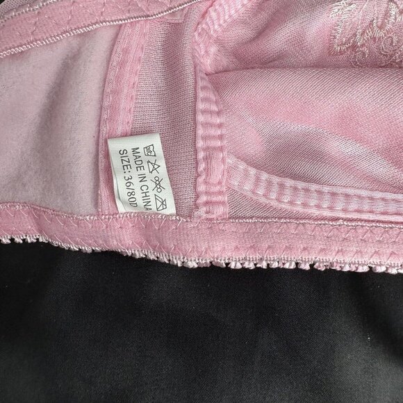 Pink Bra 36D No Underwire Soft Comfortable Fit With Embroidered Floral Grapes - Picture 8 of 9